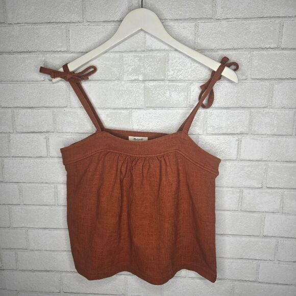Madewell Pumpkin Orange Shoulder Tie Tank Top - Picture 1 of 5